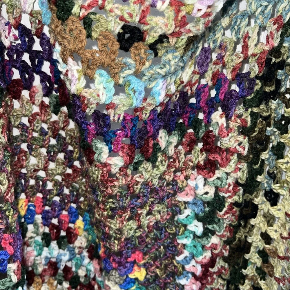 NEW HANDMADE crocheted afghan blanket throw53x54 Multicolor Beautiful New‎ Gift